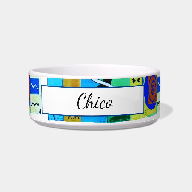 青モダン白抽象芸術マティス ボウル (正面)