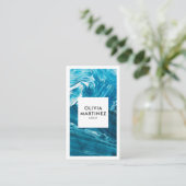 青モダン白抽象芸術美術ミニマル作家 名刺 (スタンド正面)