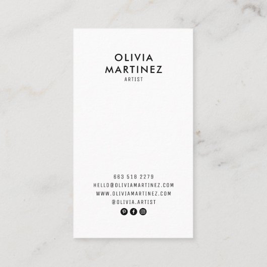 青モダン白抽象芸術美術ミニマル作家 名刺 (裏面)