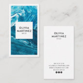 青モダン白抽象芸術美術ミニマル作家 名刺 (正面/裏面)