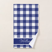 青モダン白王室のバッファローのチェック バスタオルセット (ハンドタオル)