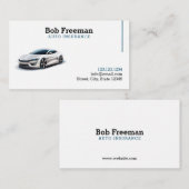青モダン白自動車保険 名刺 (正面/裏面)