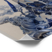 青モダン白3Dデザインポスター ポスター (角)