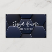 青モダン白、プロフェッショナルQRコード 名刺 (正面)