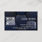 青モダン白、プロフェッショナルQRコード 名刺 (裏面)