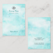 青モダン空クラウドイヤリング表示カード 名刺 (正面/裏面)