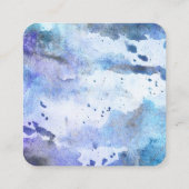 青モダン紫の水色抽象芸術 スクエア名刺 (裏面)
