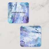 青モダン紫の水色抽象芸術 スクエア名刺 (正面/裏面)