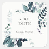 青モダン紫の葉の熱帯性の葉シダ スクエアシール (正面)