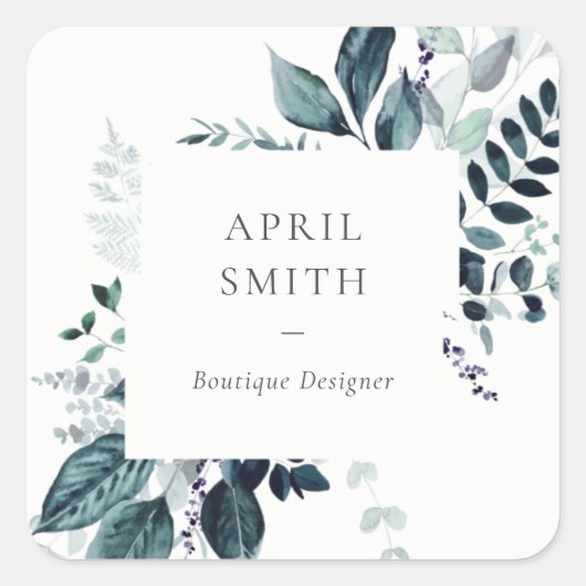 青モダン紫の葉の熱帯性の葉シダ スクエアシール (正面)