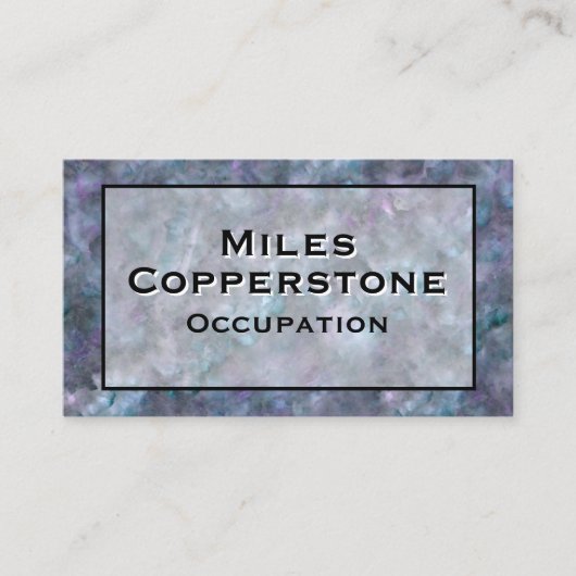 青モダン紫グレー花崗岩の大理石 名刺 (正面)