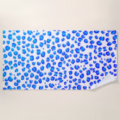 青モダン紫ヒョウアニマルプリント模様 ビーチタオル (正面)