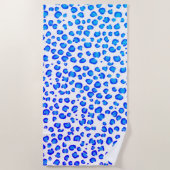 青モダン紫ヒョウアニマルプリント模様 ビーチタオル (正面)