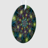 青モダン紫フラクタルパターン オーナメント (正面)