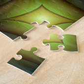 青モダン紫フラクタルパターン ジグソーパズル (側面)