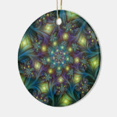 青モダン紫フラクタルパターン セラミックオーナメント (左)