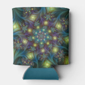 青モダン紫フラクタルパターン 缶クーラー (裏面)