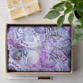 青モダン紫手描きフローラ防宝 薄葉紙 (ギフト)