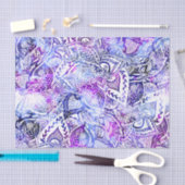 青モダン紫手描きフローラ防宝 薄葉紙 (クラフト)