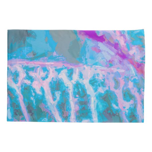 青モダン紫抽象芸術水色アート 枕カバー (裏面)