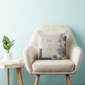 青モダン紫陽花ボタニカルジオメトリック結婚ス クッション (椅子)