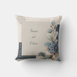 青モダン紫陽花ボタニカルジオメトリック結婚ス クッション