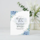 青モダン紫陽花結婚式招待状QRコード (スタンド正面)