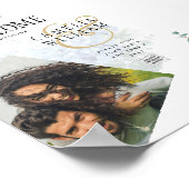 青モダン紫陽花結婚式招待状QRコード ポスター (角)