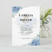 青モダン紫陽花結婚式招待状QRコード 招待状 (スタンド正面)