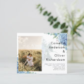 青モダン紫陽花PHOTO結婚式招待状 (スタンド正面)