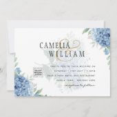 青モダン紫陽花PHOTO結婚式招待状 (正面)