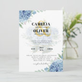 青モダン紫陽花PHOTO結婚式招待状 招待状 (スタンド正面)