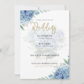 青モダン紫陽花PHOTO結婚式招待状 招待状 (正面)