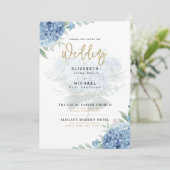 青モダン紫陽花PHOTO結婚式招待状 招待状 (スタンド正面)