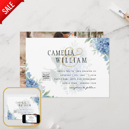 青モダン紫陽花PHOTO結婚式招待状 招待状