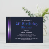 青モダン紫21歳の誕生日ディナー 招待状 (スタンド正面)
