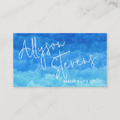 青モダン絵を描美しいメイクアップヘアロゴqr 名刺 (正面)