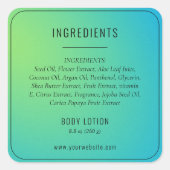 青モダン緑の原料リスト製品ラベル スクエアシール (正面)