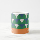 青モダン緑の幾何レトロパーソナライズされたロ コーヒーマグカップ (中央)