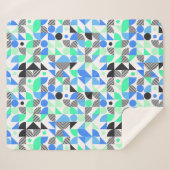 青モダン緑の幾何形状 シェルパブランケット (正面(横))