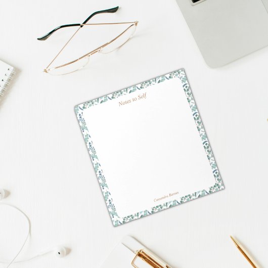 青モダン緑の植物学縁ど ノートパッド