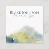 青モダン緑の水彩タイポグラフィ スクエア名刺 (正面)