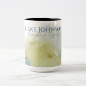 青モダン緑の水彩タイポグラフィ ツートーンマグカップ (中央)