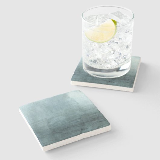 青モダン緑の水彩抽象芸術ミニマル ストーンコースター (横)