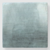 青モダン緑の水彩抽象芸術ミニマル ストーンコースター (正面)