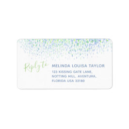 青モダン緑の水色のカニ住所 シール