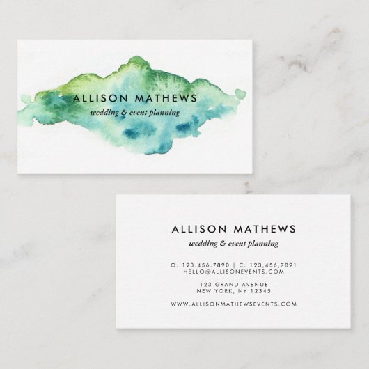 青モダン緑の水色 名刺 (正面/裏面)