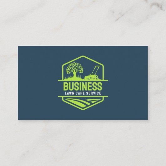 青モダン緑の芝生のサ気にービスのモウの風景 名刺 (裏面)