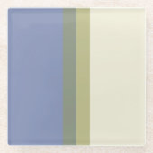 青モダン緑クリームカラーブロック ガラスコースター (正面)