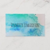 青モダン緑ティール(緑がかった色)水彩プロフェッショナル 名刺 (正面)